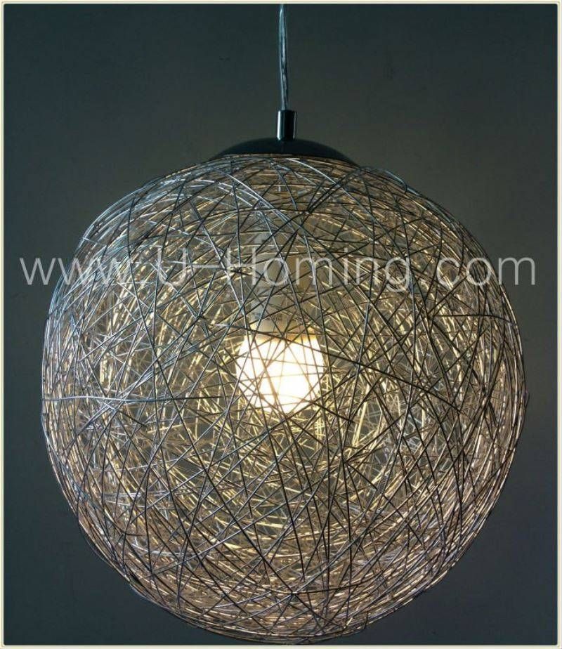 Modern Round Aluminum Wire Ball Pendant Lighting Hotel Decorative Intended For Wire Ball Light Pendants (Photo 6 of 15)