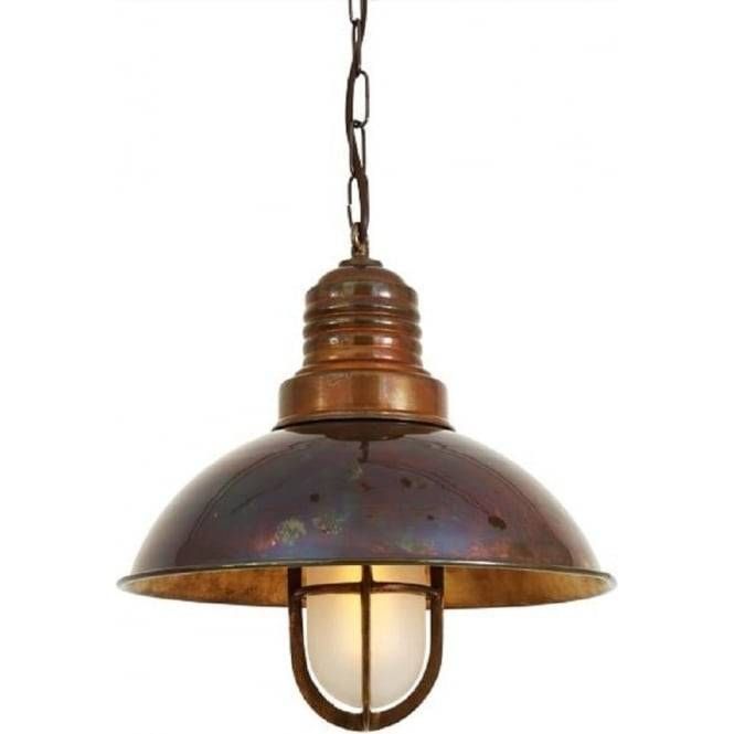 Nautical Ship Deck Ceiling Pendant Light In Antique Brass With Chain Within Recent Ship Pendant Lights (View 6 of 15)