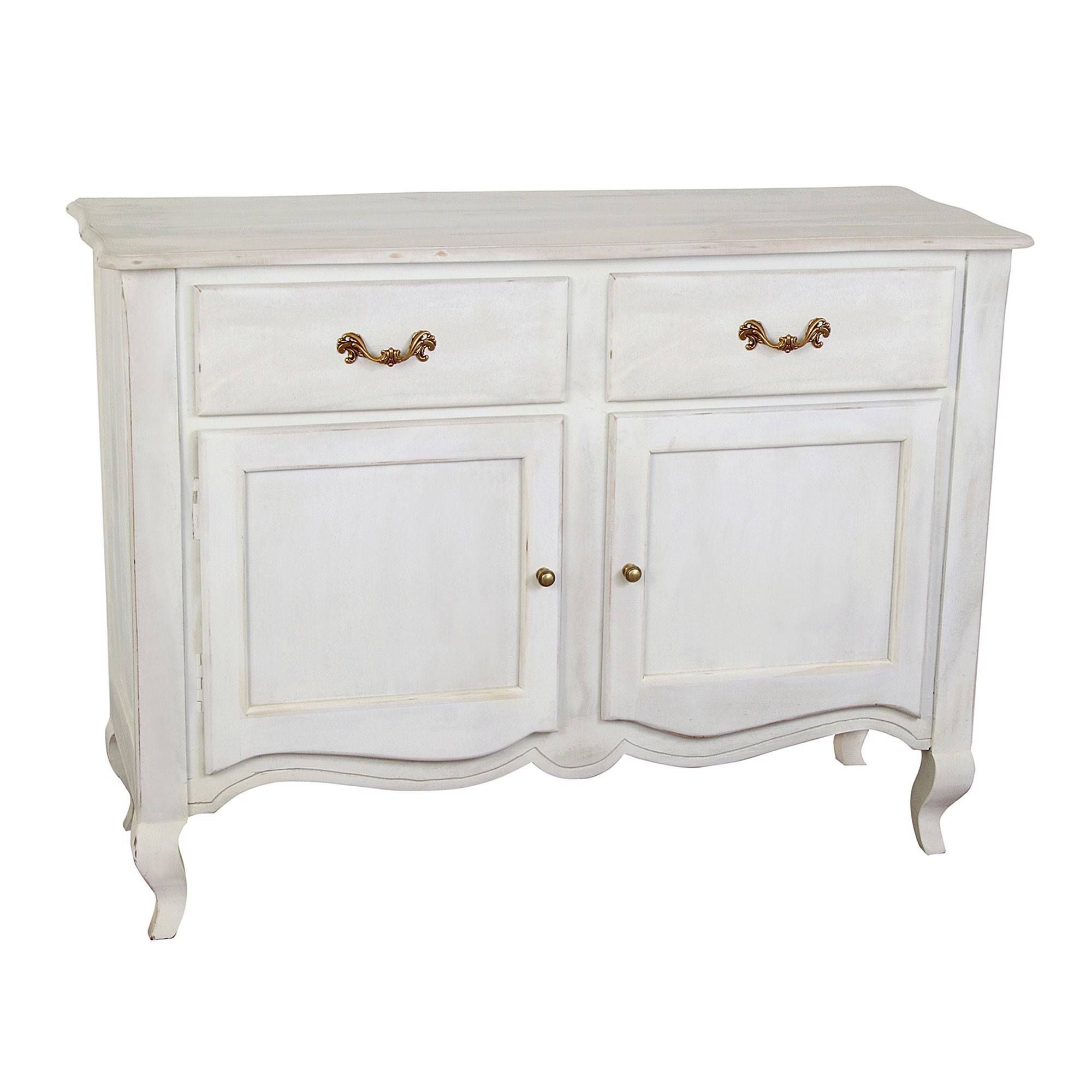 New Orleans Distressed White Finish Vintage Sideboard – Homescapes For White Distressed Finish Sideboards (Photo 3 of 15)