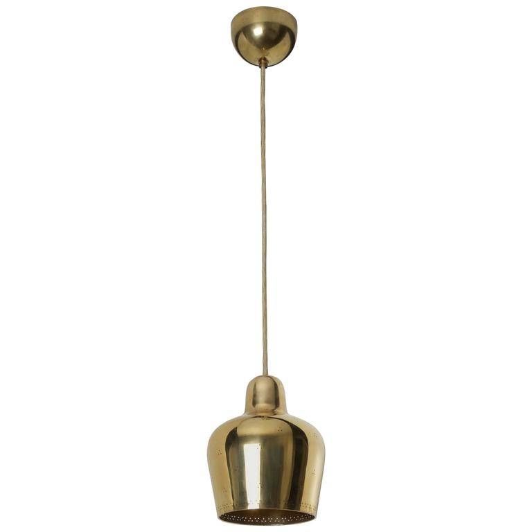 Paavo Tynell Alvar Aalto, Rare Golden Bell Pendant Light, 1940s Intended For Most Recent Alvar Aalto Pendants (View 8 of 15)