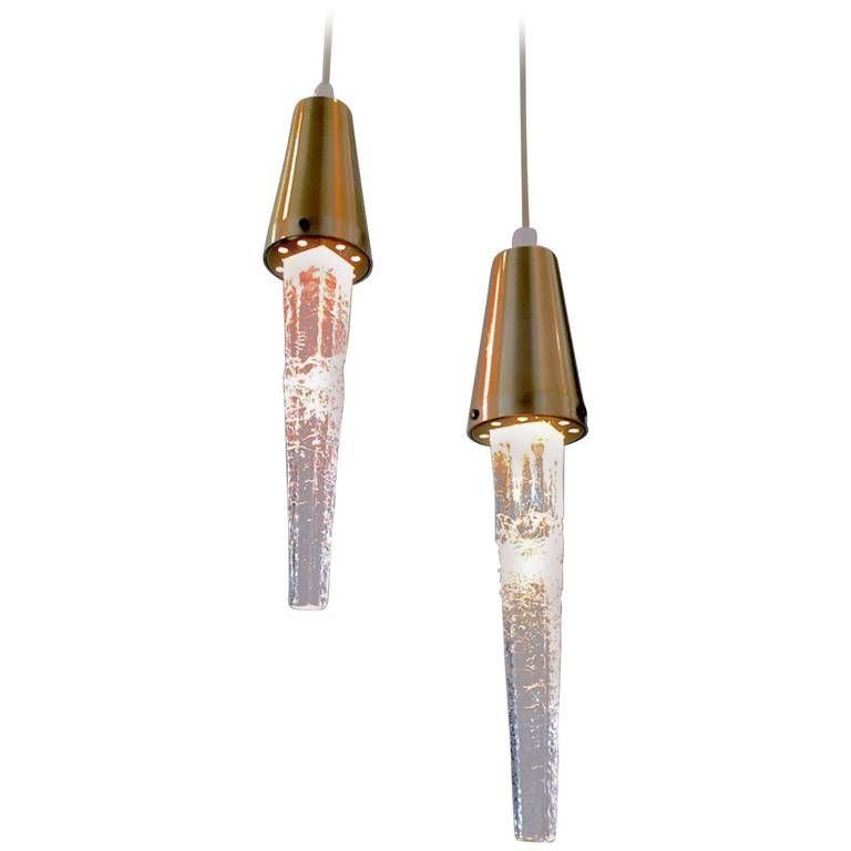 Pair Of Swedish Icicle Crystal Pendant Lamps From Ateljé Engberg Intended For Most Recent Foto Pendant Lamps (View 6 of 15)