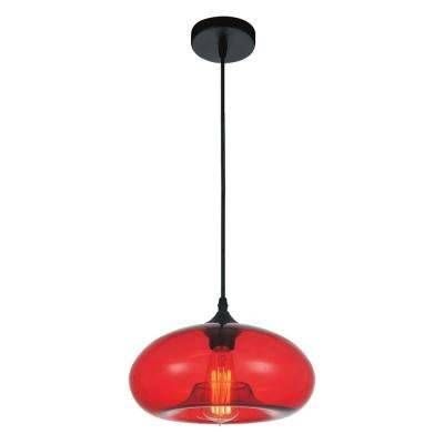Red – Pendant Lights – Hanging Lights – The Home Depot Pertaining To 2017 Red Glass Pendant Lights (Photo 2 of 15)
