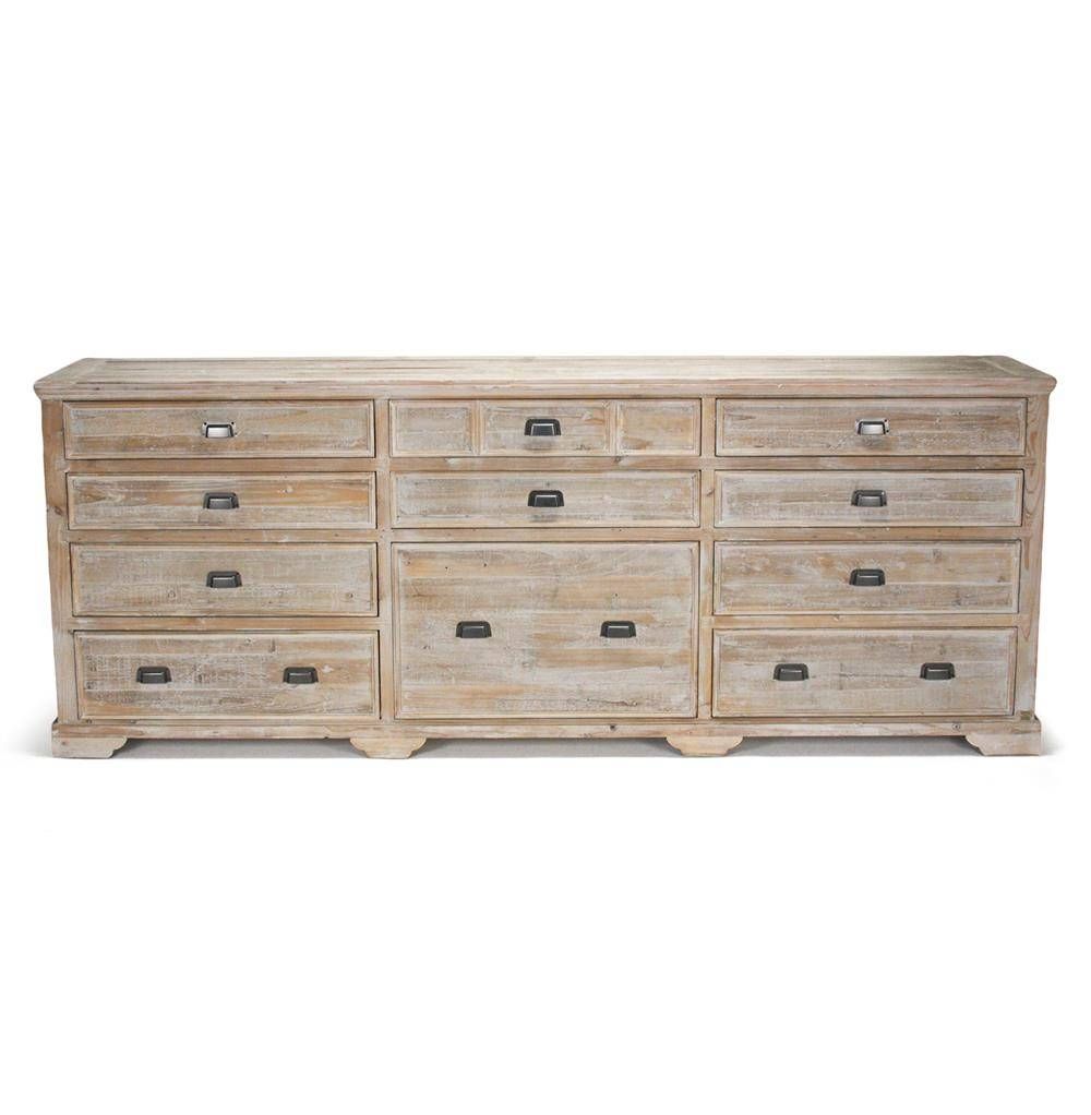 Rupert Industrial Loft White Washed Reclaimed Oak Long Sideboard With Reclaimed Oak Sideboards (Photo 4 of 15)