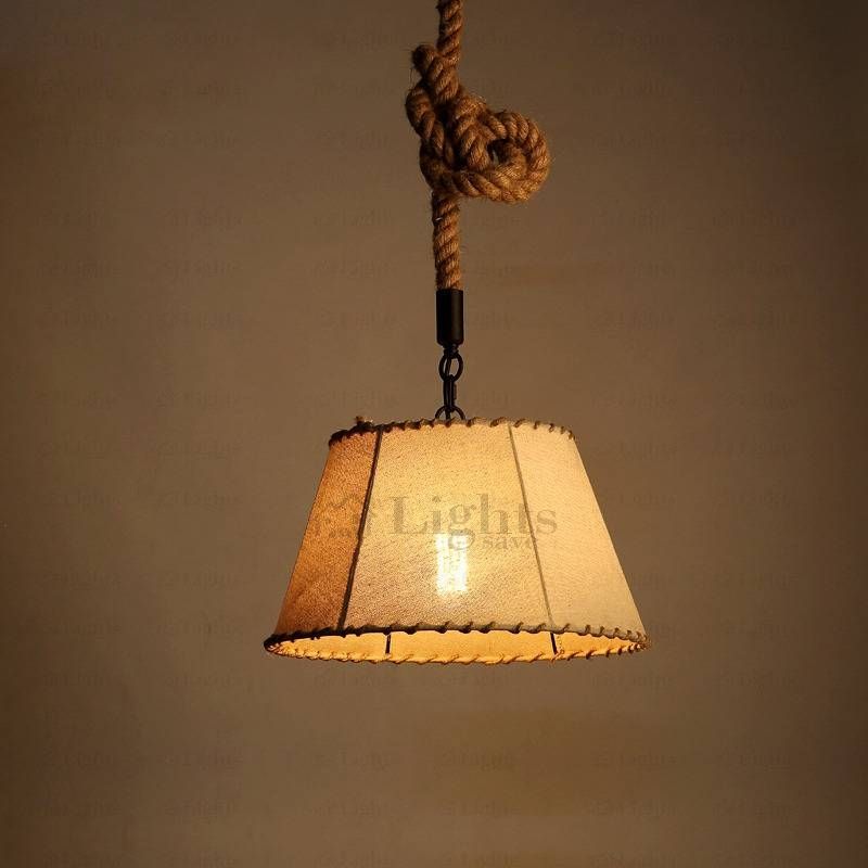 Rustic Linen Fabric Shade Single Pendant Lights For Bedroom With Regard To Current Fabric Pendant Lighting (View 5 of 15)