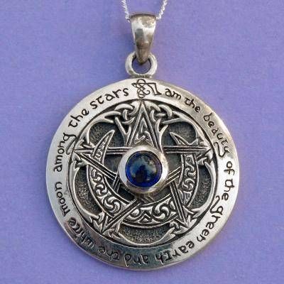 Sapphire Moon Pentacle Pendant For You At Gryphon's Moon Regarding Most Popular Unusual Pendants (Photo 7 of 15)