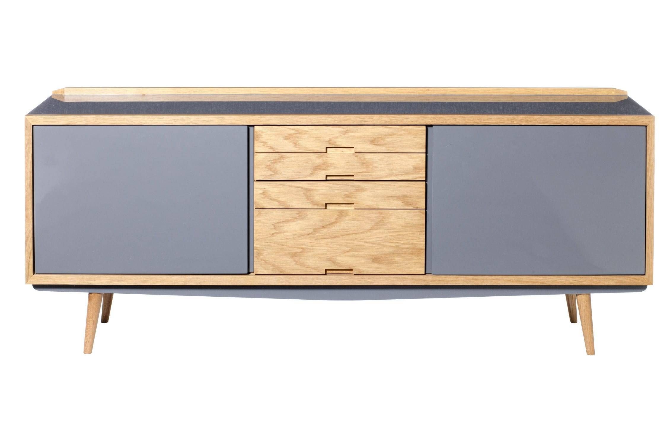 Scandinavian Design Sideboard / Lacquered Wood / Oak / Red For Scandinavian Buffets And Sideboards (View 13 of 15)