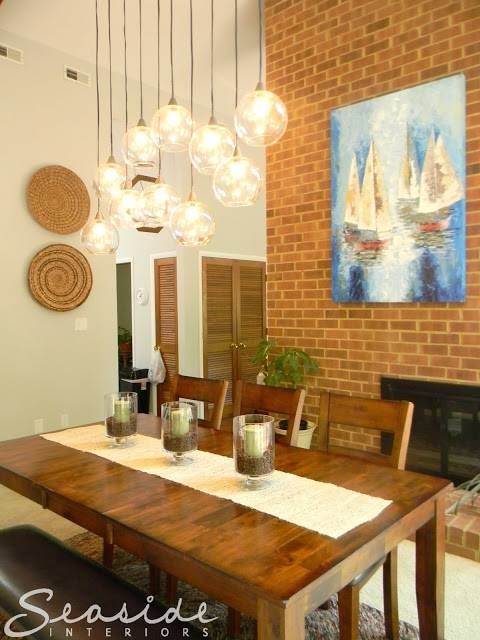 Seaside Interiors: Dining Room Design Makeover Using The Cb2 Pertaining To Most Recently Released Firefly Pendant Lamps (Photo 12 of 15)