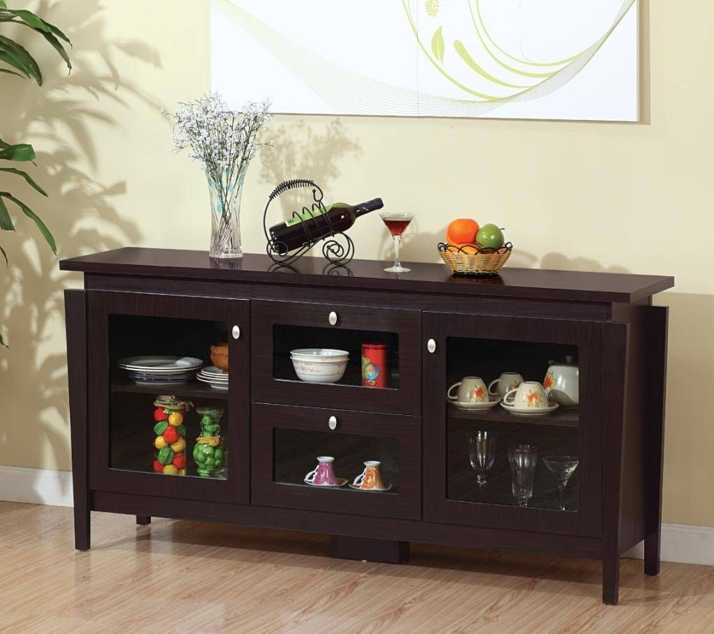 Sideboards: Astonishing Dining Room Buffet With Glass Doors Glass Inside Contemporary Sideboard Cabinets (Photo 14 of 15)
