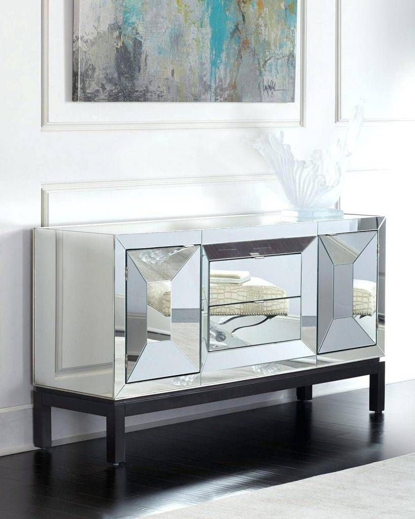 Sideboards. Glamorous White Mirrored Credenza: White Mirrored Inside Small Mirrored Sideboards (Photo 2 of 15)