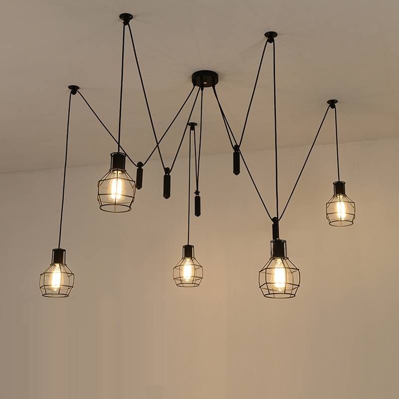 Spider Pendant Light Led Spider Light Black Hanging Lamp Cord With Regard To Current Spider Pendant Lamps (View 2 of 15)