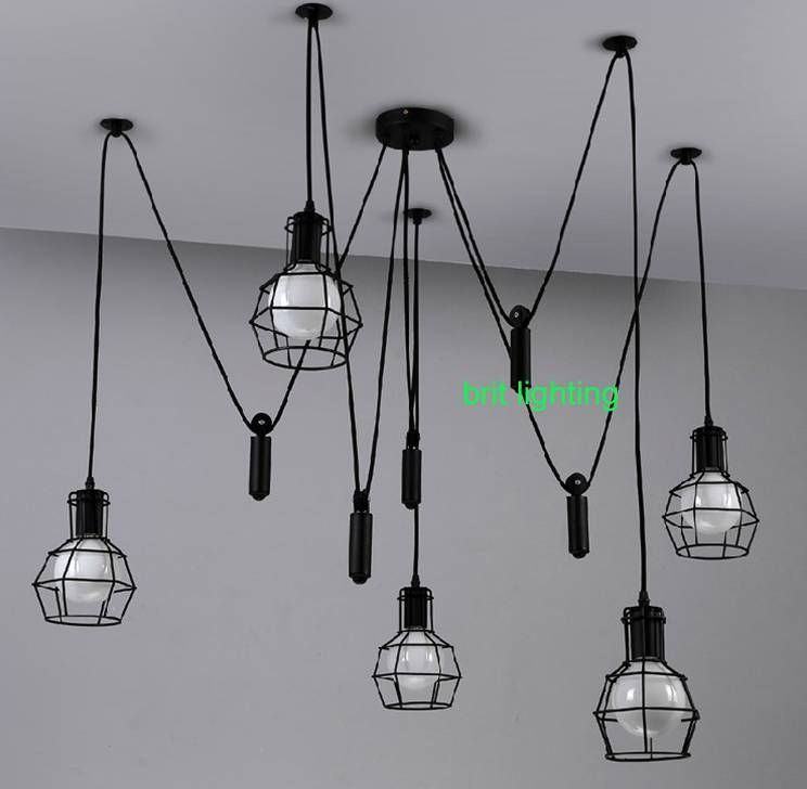 Spider Pendant Light Led Spider Light Black Hanging Lamp Cord With Regard To Most Recent Spider Pendant Lights (Photo 10 of 15)