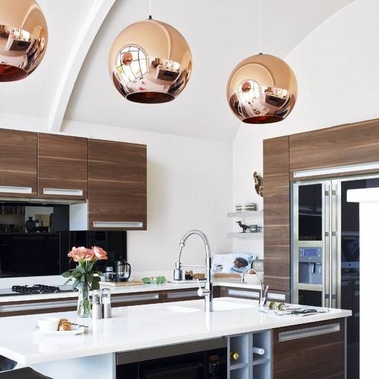 Tom Dixon Copper Shade Pendant – Contemporary – Kitchen – House & Home With Newest Copper Shade Pendants (Photo 4 of 15)
