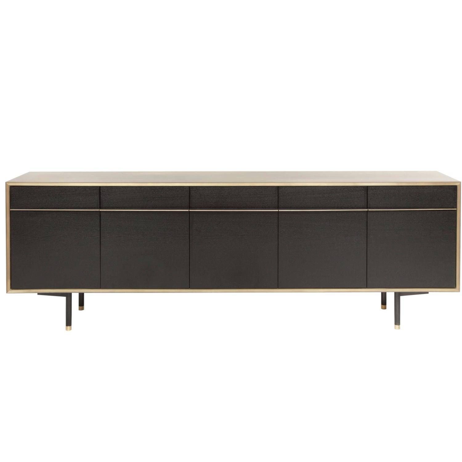 Tompkins Five Door Sideboard In Customizable Metal, Resin And Wood Throughout Walnut And Black Sideboards (View 11 of 15)