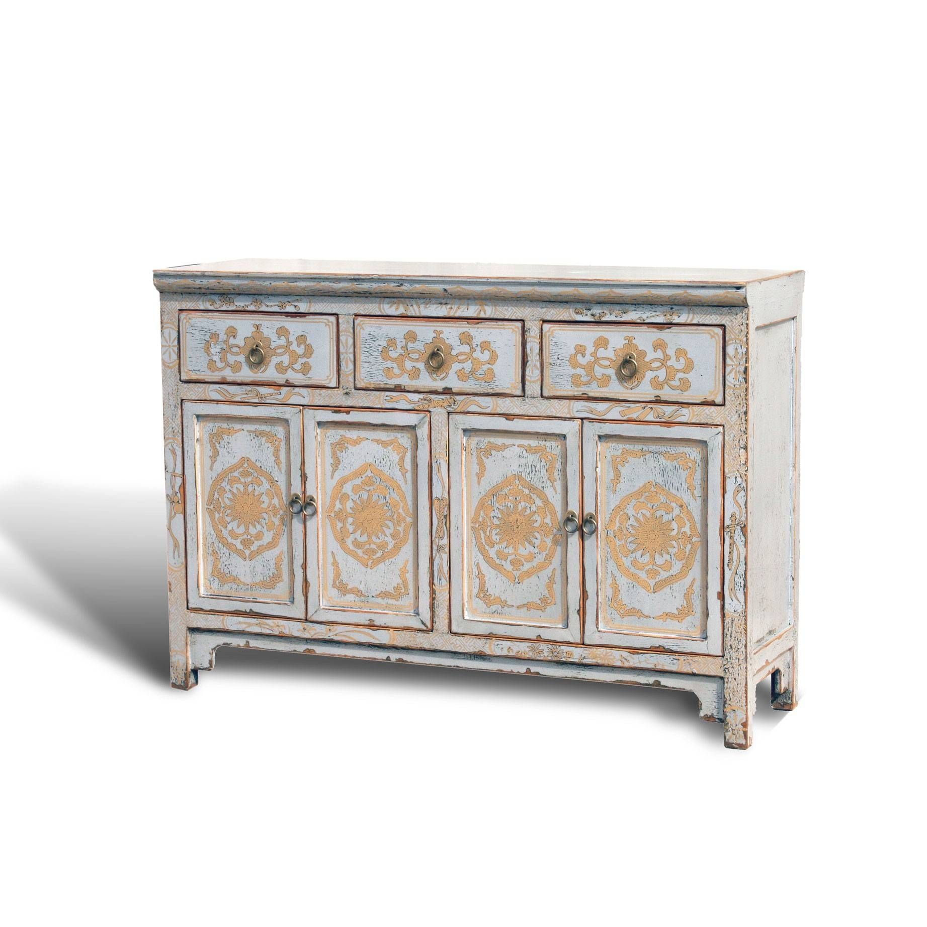 Touch Of Exotic" Painted Buffet – Acf China For Cream Kitchen Sideboards (Photo 9 of 15)