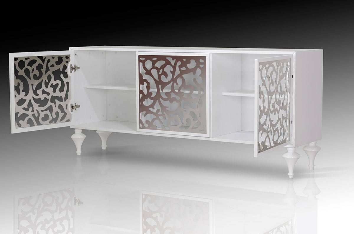 Versus Ambra – Modern White 3 Door Buffet, Vig Furniture – Modern Intended For Modern White Sideboards (Photo 5 of 15)
