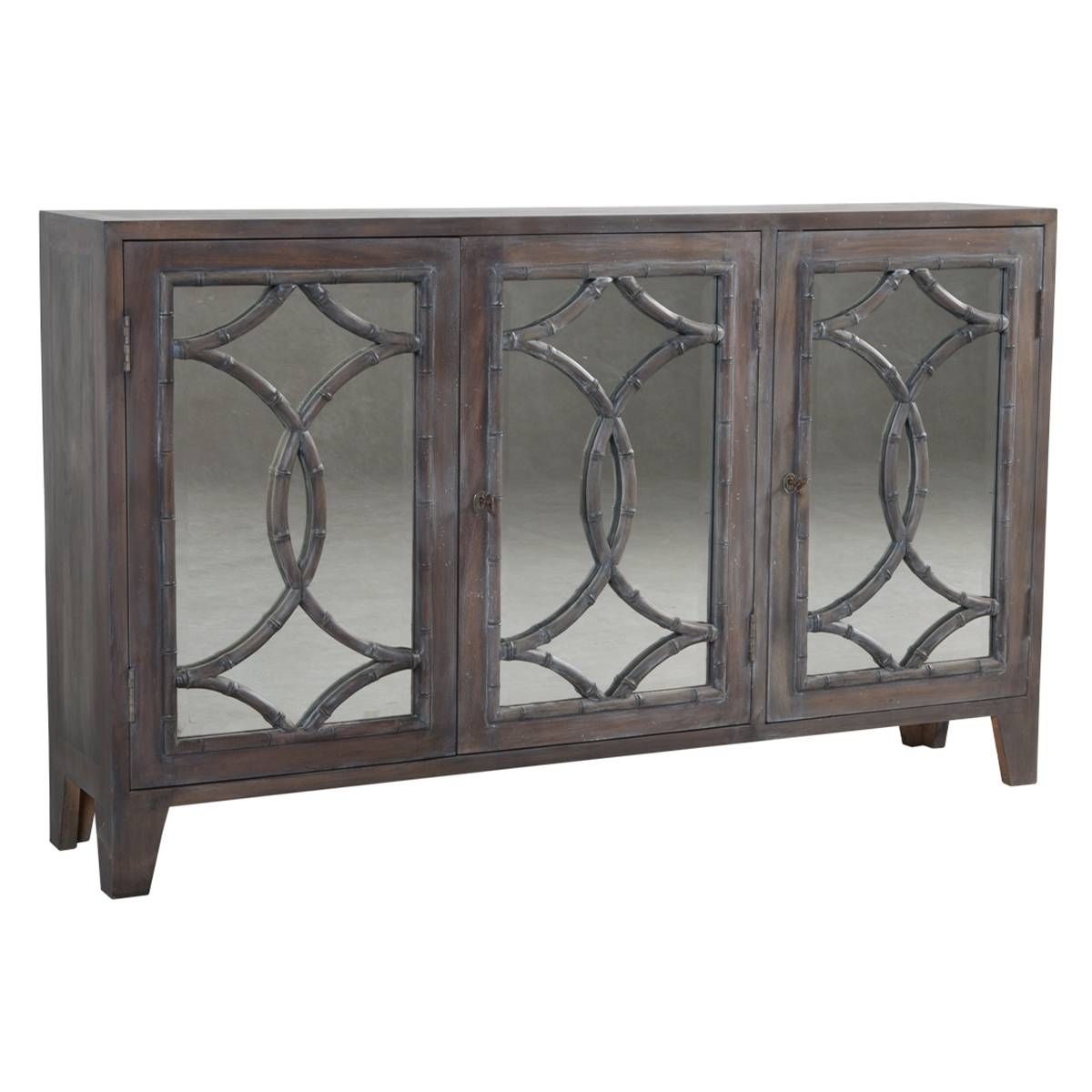 Wooden Bamboo Mirrored Credenza Regarding White Mirrored Sideboards (View 10 of 15)