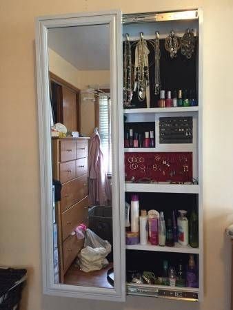 25+ Unique Diy Jewelry Cabinet Ideas On Pinterest | Jewelry Regarding Wall Mirrors With Jewelry Storage (View 12 of 15)