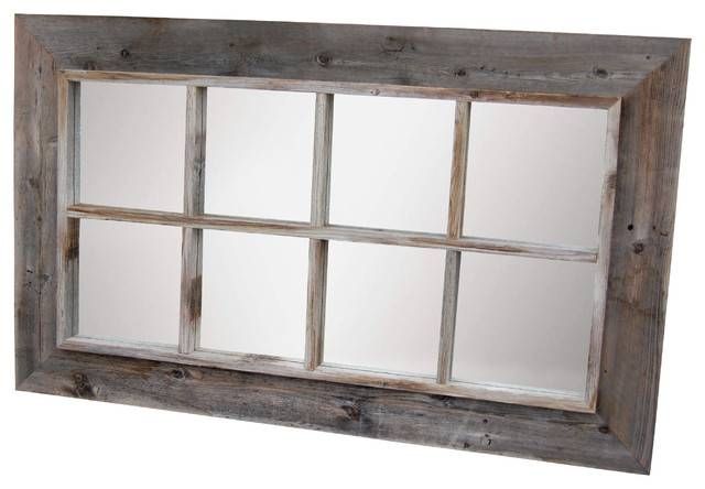 8 Panel Barn Wood Window Pane Mirror – Rustic – Wall Mirrors – Intended For Large Rustic Wall Mirrors (Photo 4 of 15)