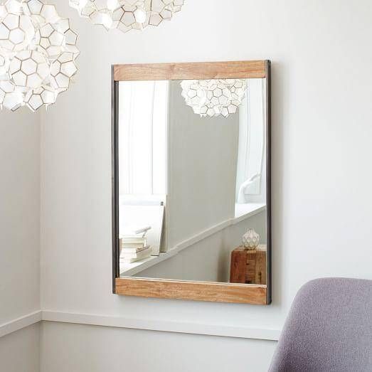 And Wood Natural Wall Mirror Intended For Metal Frame Wall Mirrors (Photo 14 of 15)