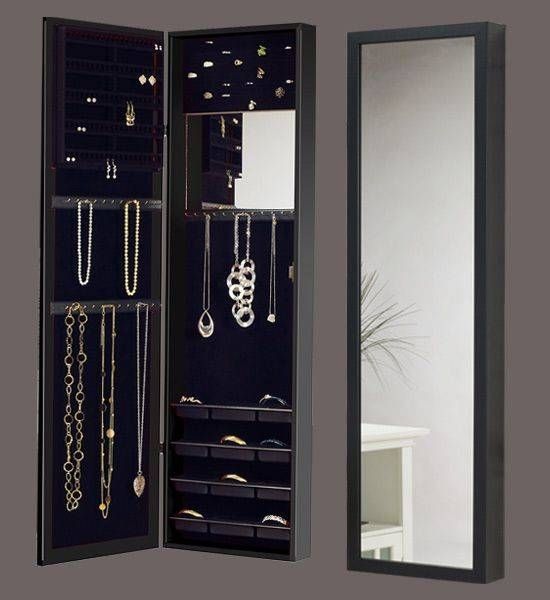Artisan Wall Mount Jewelry Armoire With Mirror In Light Oak With Jewelry Armoire Wall Mirrors (Photo 8 of 15)