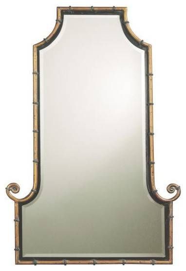 Asian Elegant Iron Bamboo Wall Mirror, Gold – Asian – Wall Mirrors In Asian Wall Mirrors (Photo 3 of 15)