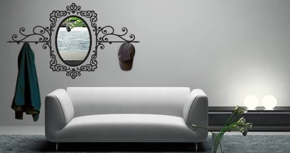 Baroque Rack With Oval Mirror Decal | Dezign With A Z Inside Wall Mirror Decals (Photo 11 of 15)