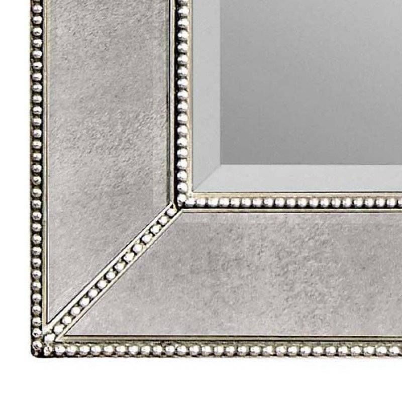 Bassett Mirror Company Beaded Antique Silver Rectangle Wall Mirror With Regard To Silver Beaded Wall Mirrors (Photo 11 of 15)