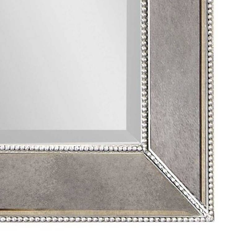 Bassett Mirror Company Beaded Antique Silver Rectangle Wall Mirror With Regard To Silver Beaded Wall Mirrors (View 8 of 15)