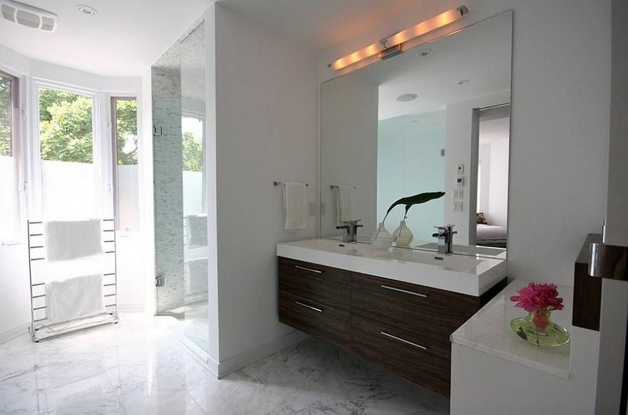 Bathroom Ideas: White Wood Framed Bathroom Wall Mirrors With Within Bathroom Vanity Wall Mirrors (View 3 of 15)