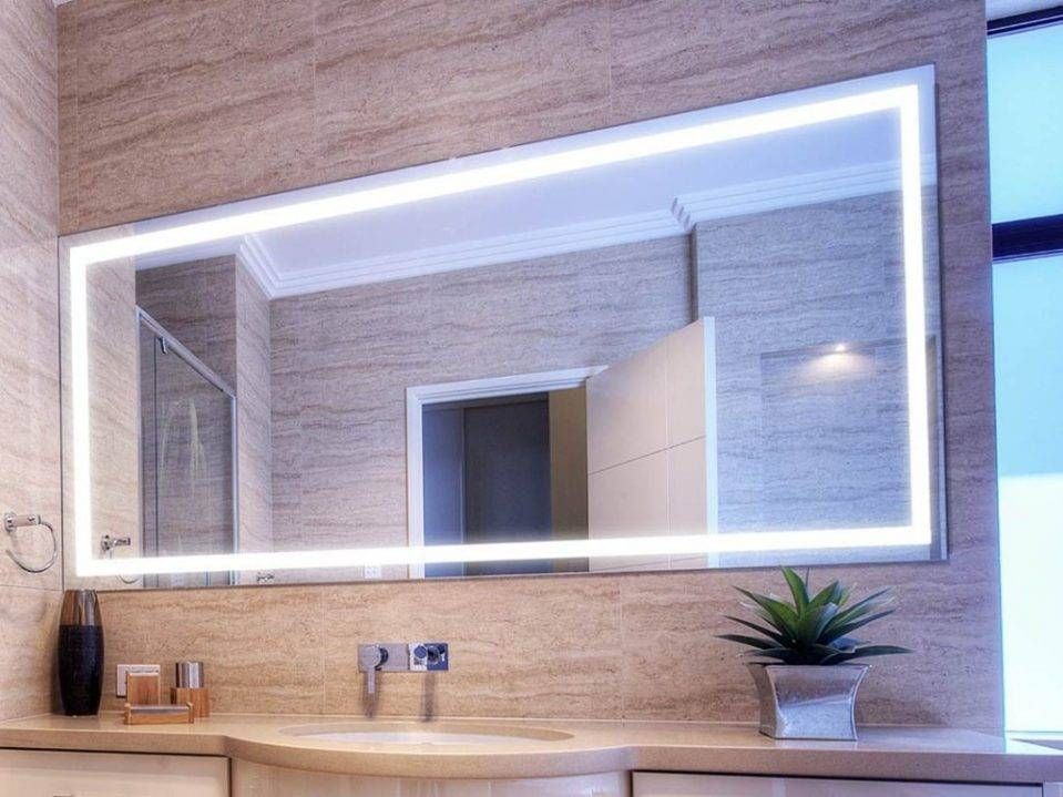 Bathroom : Lighted Bathroom Mirror 34 Lighted Bathroom Mirror Led Throughout Large Lighted Bathroom Wall Mirrors (Photo 6 of 15)