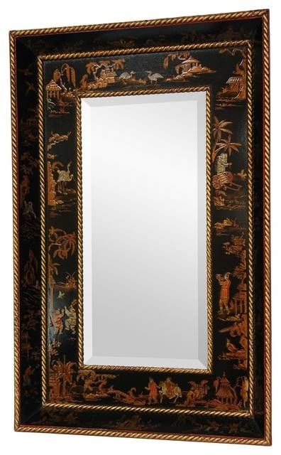 Black Lacquer Mirror – Asian – Wall Mirrors  Oriental Furniture In Asian Wall Mirrors (Photo 5 of 15)