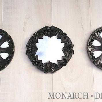 Black Mirror Set Of 3 Round Wall Mirrors From Monarchdesignloft Within Round Wall Mirror Sets (View 13 of 15)