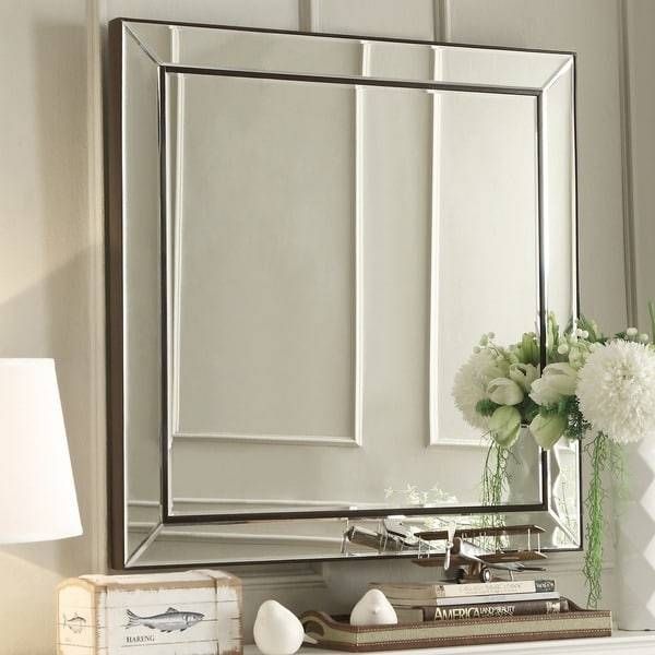 Brinkley Dark Brown Trim Mirrored Frame Square Accent Wall Mirror Within Accent Wall Mirrors (Photo 11 of 15)