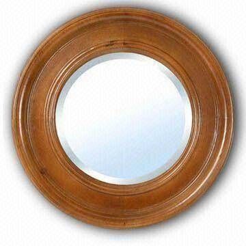 China Round Wooden Framed Wall Bathroom Mirror, Available In Regarding Round Wood Wall Mirrors (Photo 10 of 15)