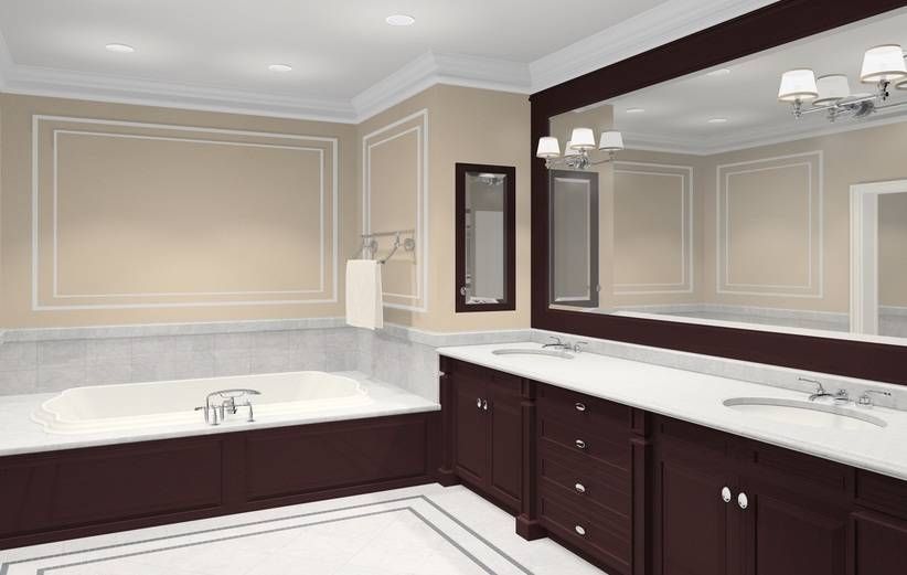 Chocolate Brown Wooden Frame Bathroom Wall Mirror – Interior Design Regarding Bathroom Wall Mirrors (Photo 9 of 15)