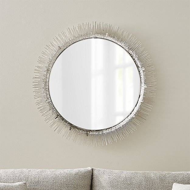 Clarendon Large Round Silver Wall Mirror | Crate And Barrel With Round Silver Wall Mirrors (View 12 of 15)