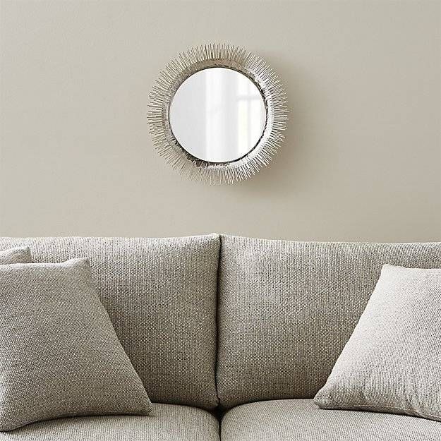 Clarendon Small Round Silver Wall Mirror | Crate And Barrel Pertaining To Round Silver Wall Mirrors (View 9 of 15)