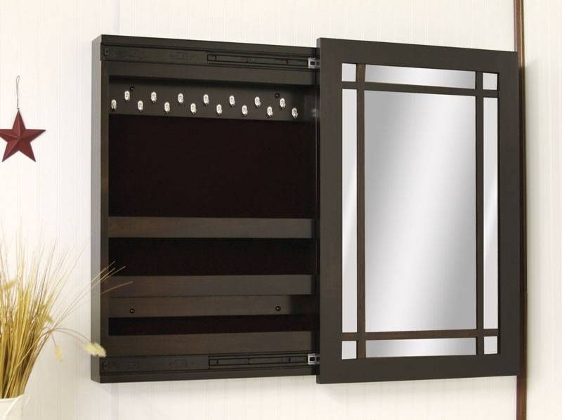 Compact Wall Mounted Jewelry Box With Sliding Mirror – Ohio Intended For Jewelry Box Wall Mirrors (Photo 1 of 15)