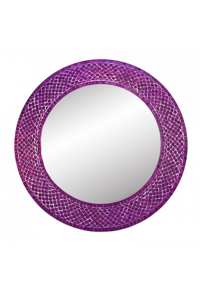 Decorshore 20" Lindaraja Designer Mosaic Round Wall Mirror, Glass Within Purple Wall Mirrors (View 14 of 15)