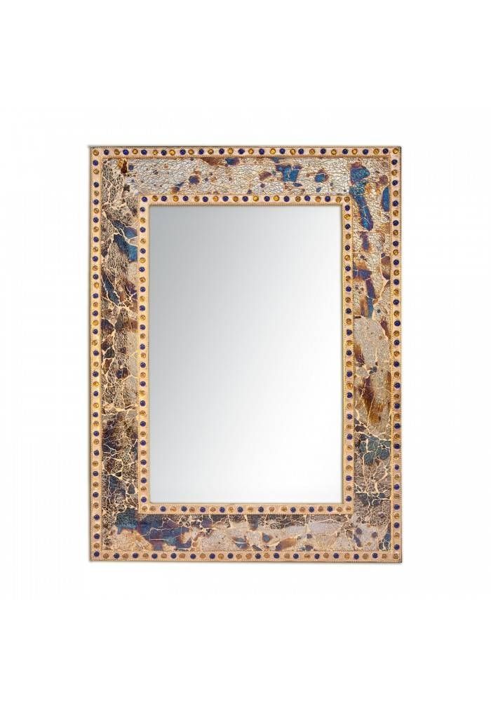 Decorshore 24"x18" Crackled Glass Jewel Tone Accent Framed With Mosaic Framed Wall Mirrors (View 6 of 15)