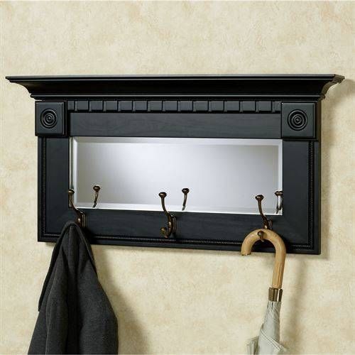 Dentil Pediment Black Wall Mirror With Hooks Pertaining To Wall Mirrors With Hooks (View 10 of 15)