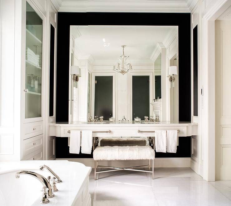 Double Floating Washstand Lining Full Length Mirror – Transitional Inside Full Wall Mirrors (Photo 15 of 15)