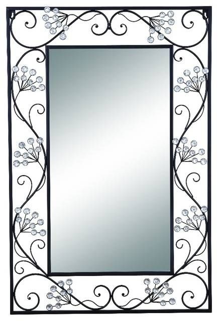 Elegant Mirror Black Metal Frame Scroll Work Wall Accent Home Within Metal Frame Wall Mirrors (Photo 8 of 15)