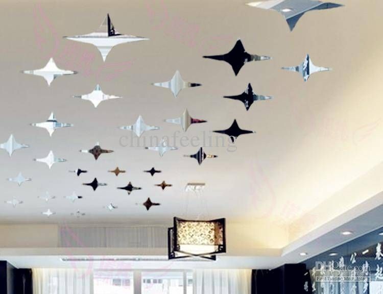 Fashion Home Decoration Mirrow Surface Stars Wall Sticker Diy 3d With Star Wall Mirrors (View 12 of 15)