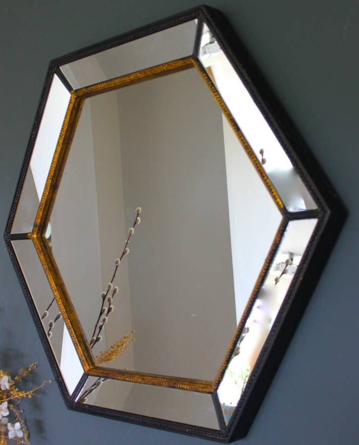 Gold Edged Hexagonal Vintage Wall Mirrorthe Forest & Co Throughout Hexagon Wall Mirrors (Photo 3 of 15)