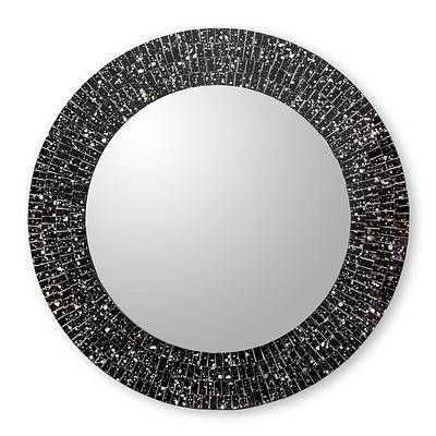 Hand Crafted Black Glass Mosaic Round Wall Mirror – Round Black Within Round Black Wall Mirrors (Photo 10 of 15)