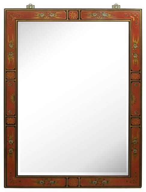 Hand Painted Tibetan Design Mirror – Asian – Wall Mirrors – Regarding Asian Wall Mirrors (View 13 of 15)