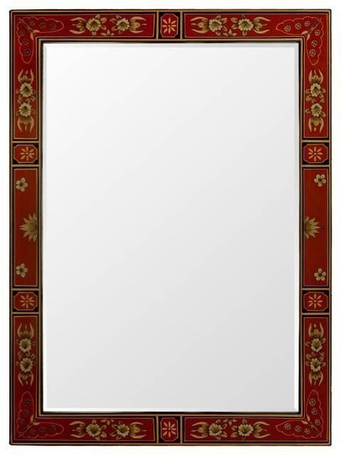 Hand Painted Tibetan Design Mirror – Asian – Wall Mirrors – Regarding Asian Wall Mirrors (Photo 11 of 15)