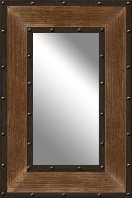Industrial Metal And Wood Mirror – Rustic – Wall Mirrors  Ptm Throughout Rustic Wood Wall Mirrors (View 10 of 15)