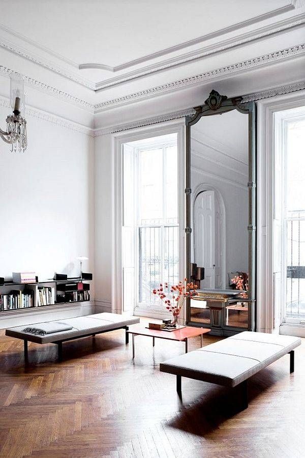 Interior: Huge Floor To Ceiling Mirror At Vintage Living Room With In Floor To Ceiling Wall Mirrors (Photo 3 of 15)
